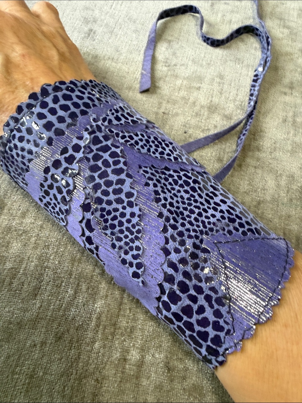 Purple Reptile-Pattern Reptile Accessory real lether cuff.